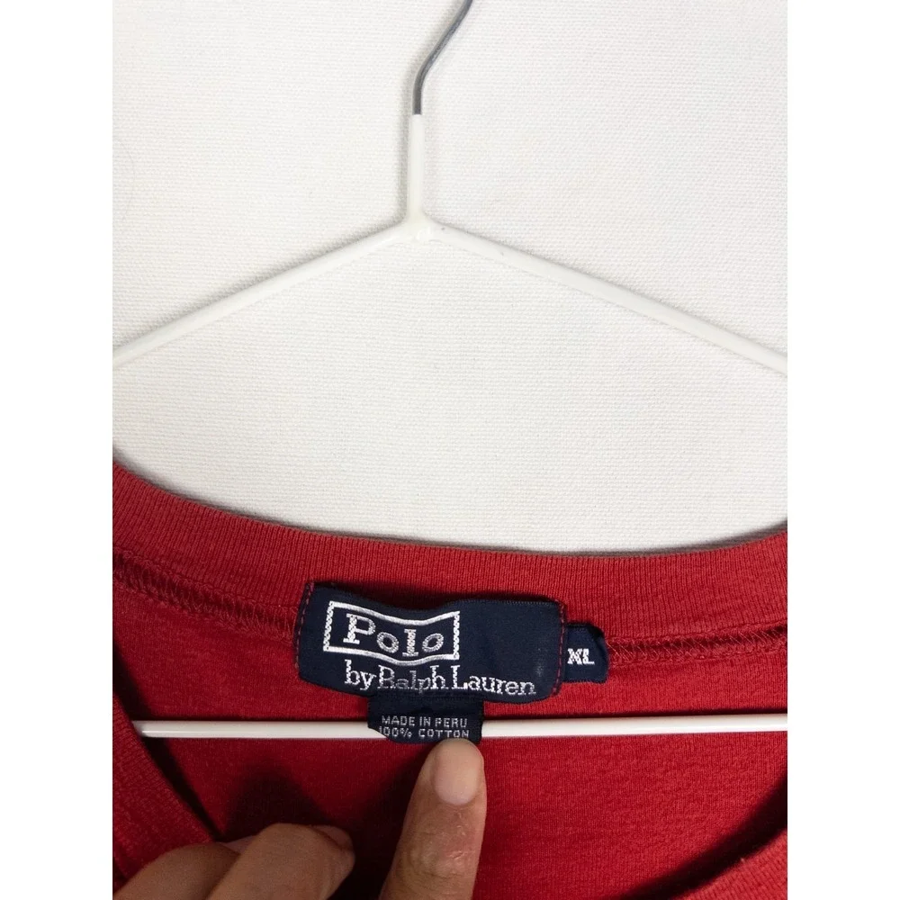VTG Polo Ralph Lauren Sweatshirt Mens XL Red Solid Cotton Pony Pullover‎